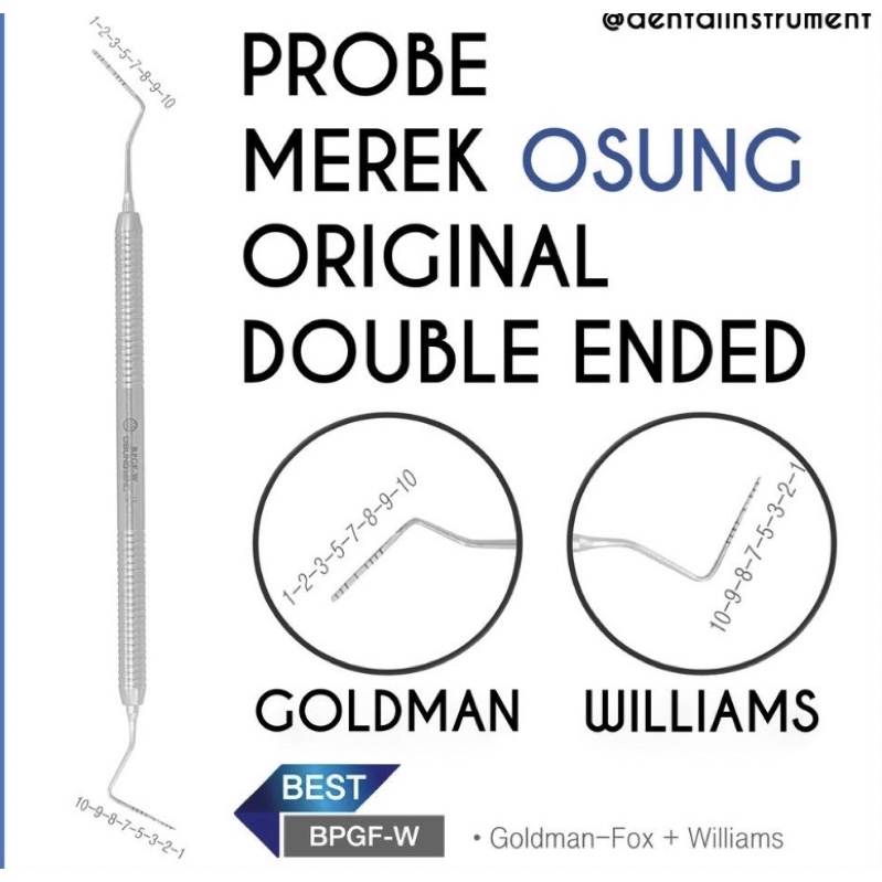 D3.2 Probe Dental Osung Tipe Goldman Fox &amp; Williams / Instrumen Periodontal Alat Kedokteran Gigi