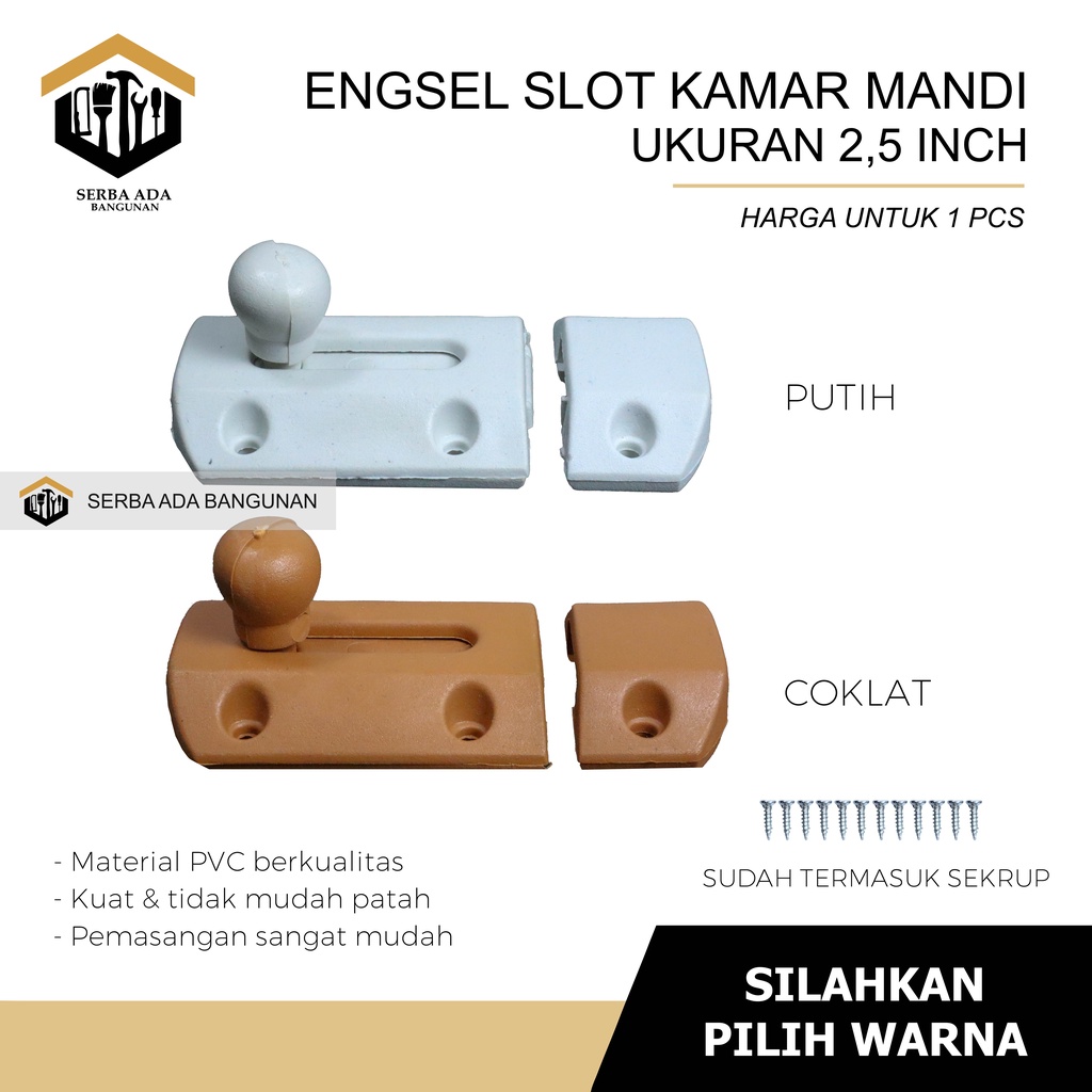 GRENDEL SLOT PVC 2.5INCH GRENDEL SLOT UNTUK KAMAR MANDI EKONOMIS KUAT DAN HEMAT