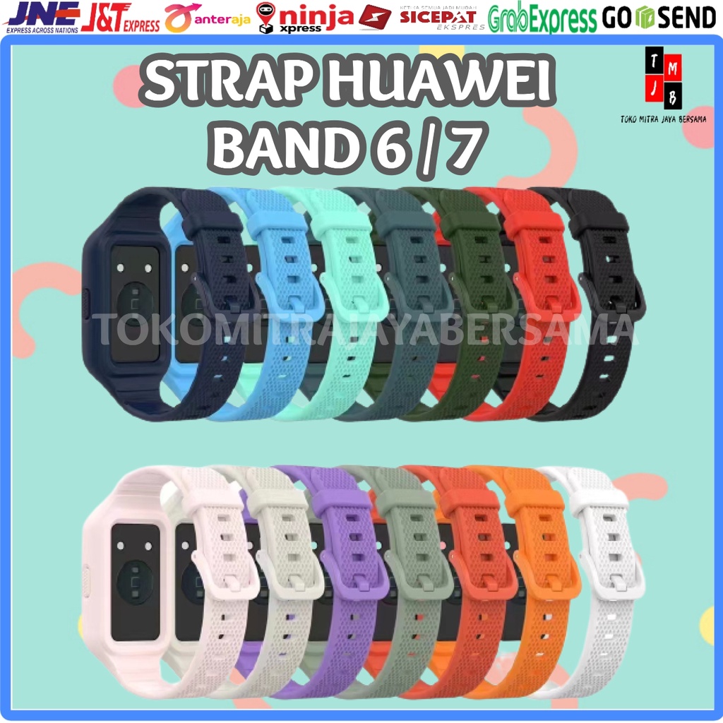 STRAP SILIKON GELANG TALI RUBBER SILICONE HUAWEI HONOR BAND 7  / 6 PENGGANTI TALI JAM BUMPER 360 HIGH QUALITY