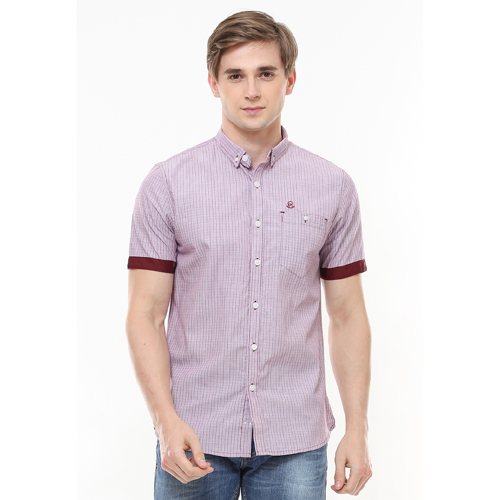 Johnwin - Kemeja Casual - Kemeja Pria - Kemeja Motif Kotak - Kemeja Merah - ASH.670.S880.717.C