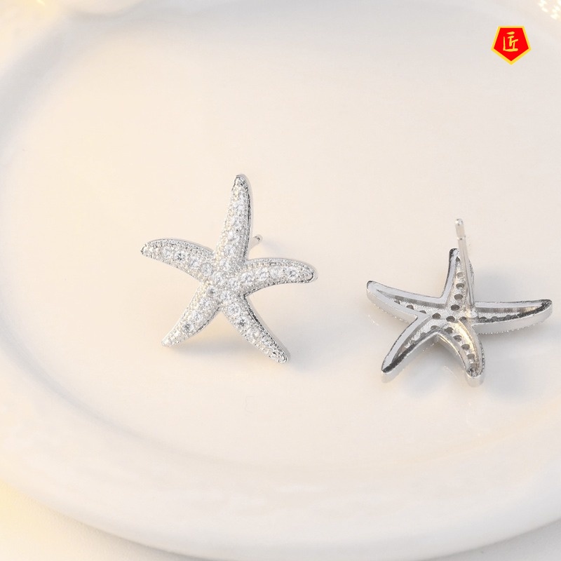 [Ready Stock]Creative Starfish-Shaped Diamond Stud Earrings