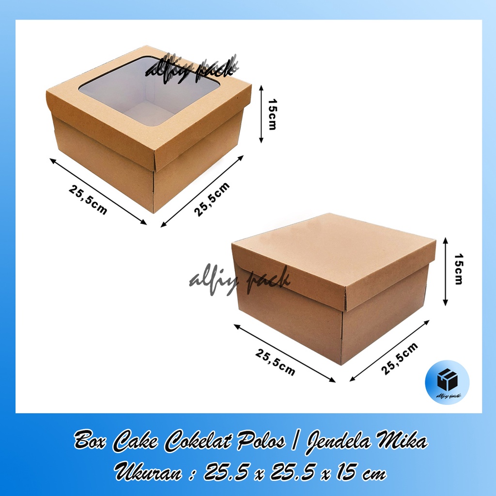 

1pack isi 10pcs KOTAK KUE BOLU COKELAT POLOS / JENDELA MIKA UKURAN 25x25x15 CM BOX CAKE TART DUS PACKAGING GIFTBOX