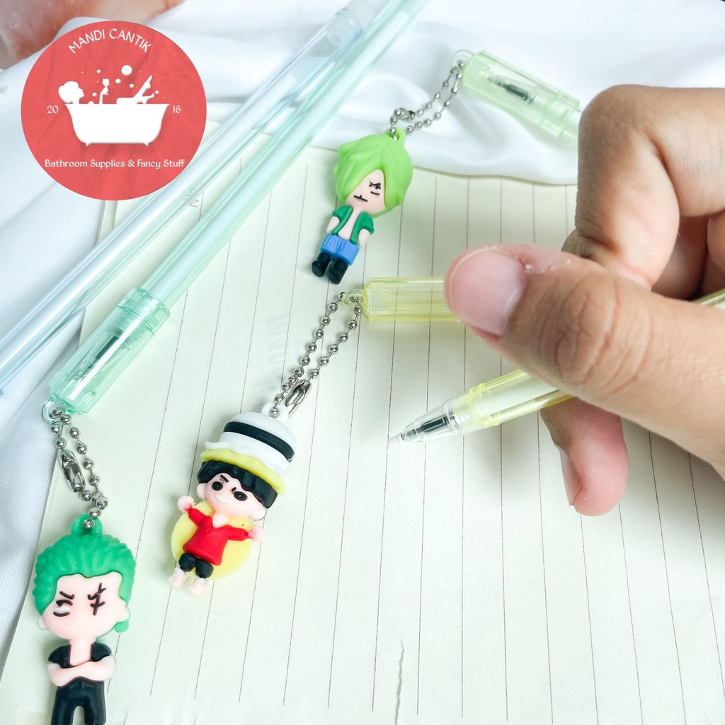 Pulpen gantungan One Piece pena pen lucu gel karakter mainan anime laki laki alat tulis lucu kado unik sekolah kantor-3