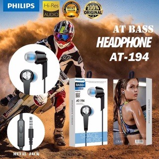 Headset Philips AT-191 AT-194 Stereo Earphone Extra Bass Handsfree Kabel Jack Audio