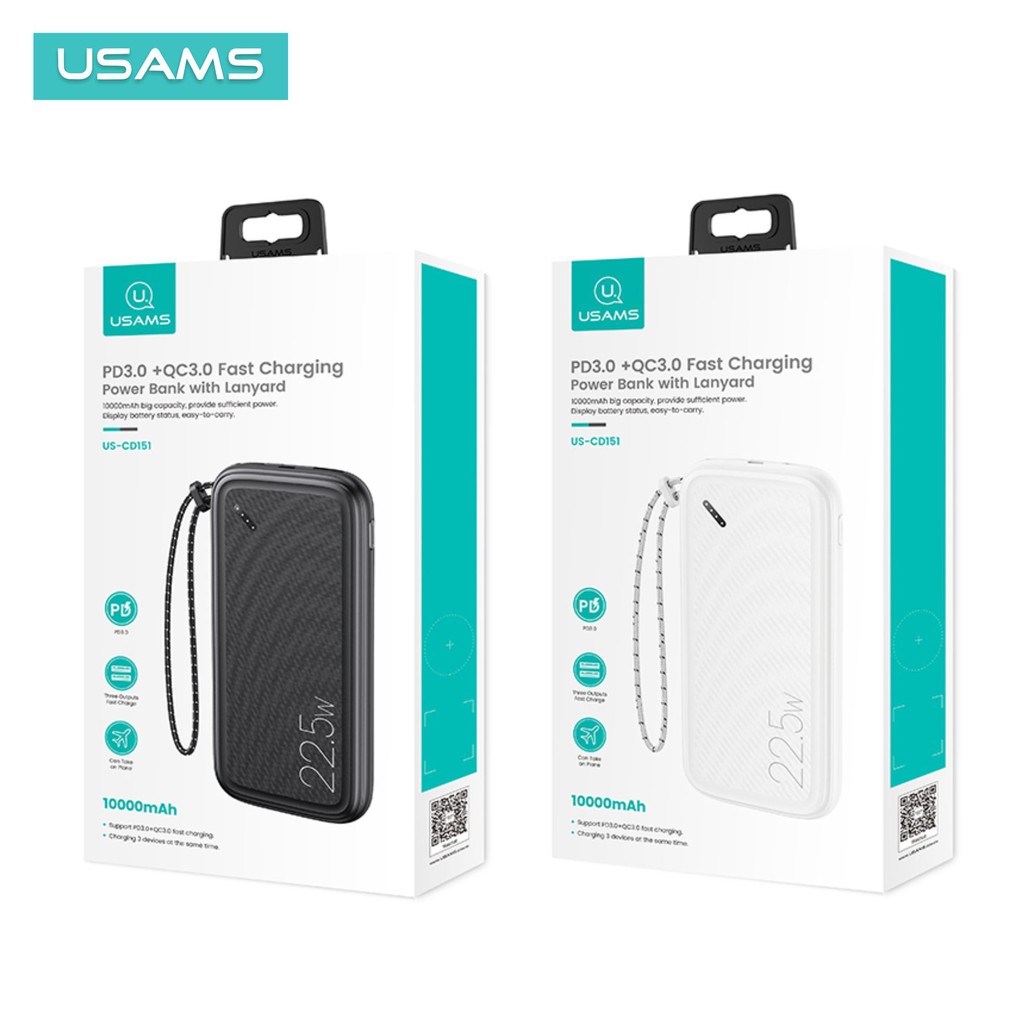 USAMS PB56 Powerbank Fast Charging 22.5W 10000mAh with Lanyard PD+QC3.0