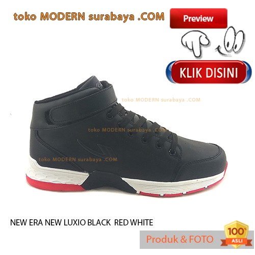 NEW ERA NEW LUXIO BLACK RED WHITE sepatu sekolah boots sneakers