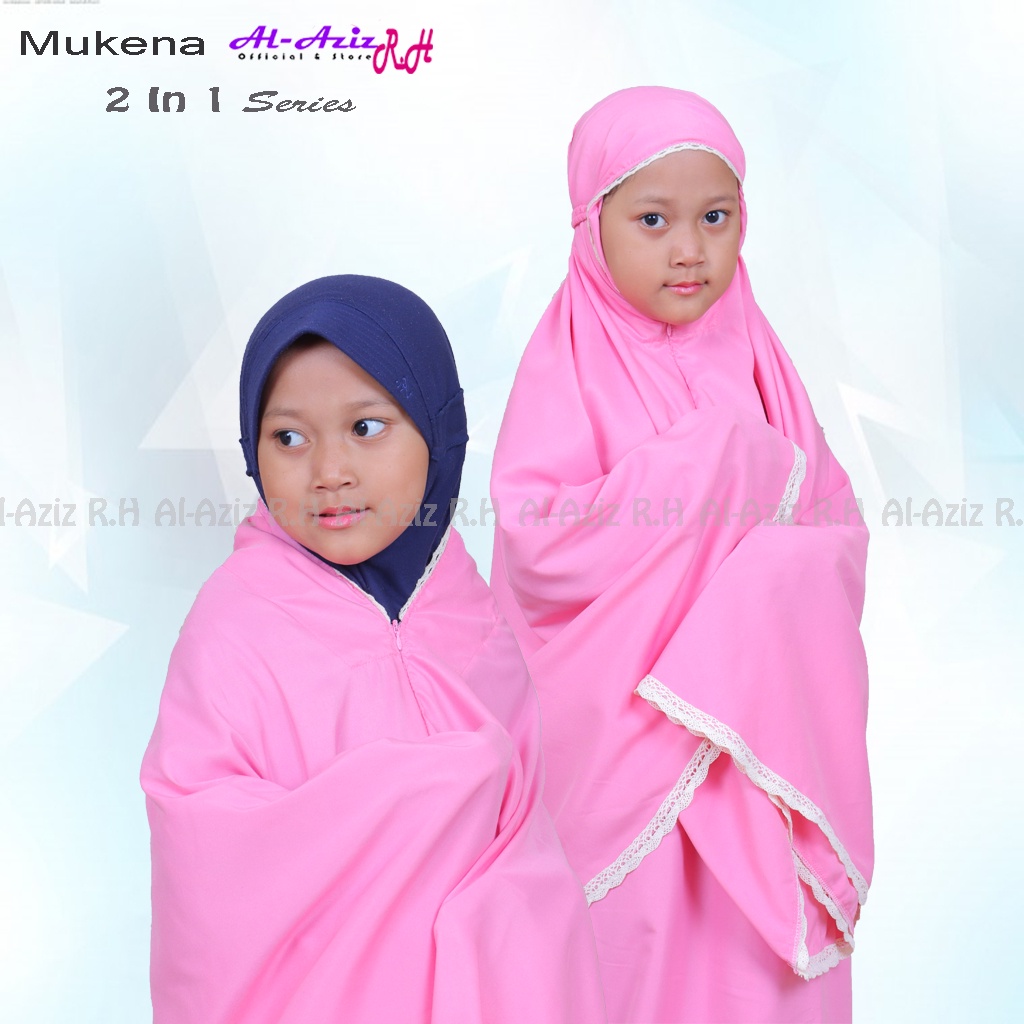 Mukena 2 in 1 Anak Al Aziz RH Katun Polos Renda Premium Traveling