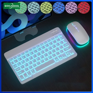 GOOJODOQ 10 Inch Backlit Backlight Wireless Keyboard LED Colorful Bluetooth Keyboard For iPad Laptop Android iPhone