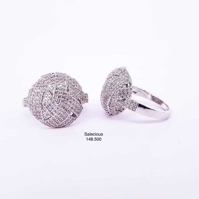 Cincin perhiasan Lapis emas luxury dengan zircon italy asli