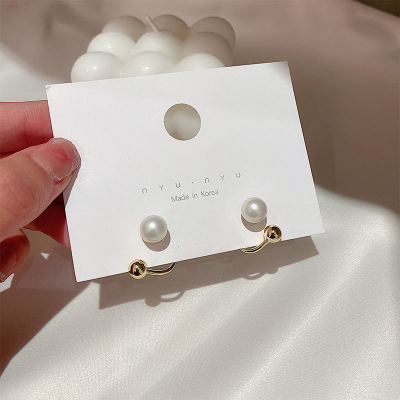 Anting Mutiara Gaya Gantung Belakang Desain Simple Korea Untuk Wanita Perhiasan Permen