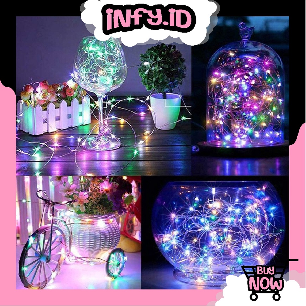 INFY - Lampu Tumblr Kawat Mini 1 2 3 5 Meter Lampu Hias Dekorasi Gift Box Bucket Bunga Balon Fairy Light Led Murah Import E015 E016