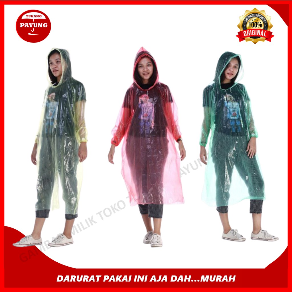 jas hujan ponco plastik transparan