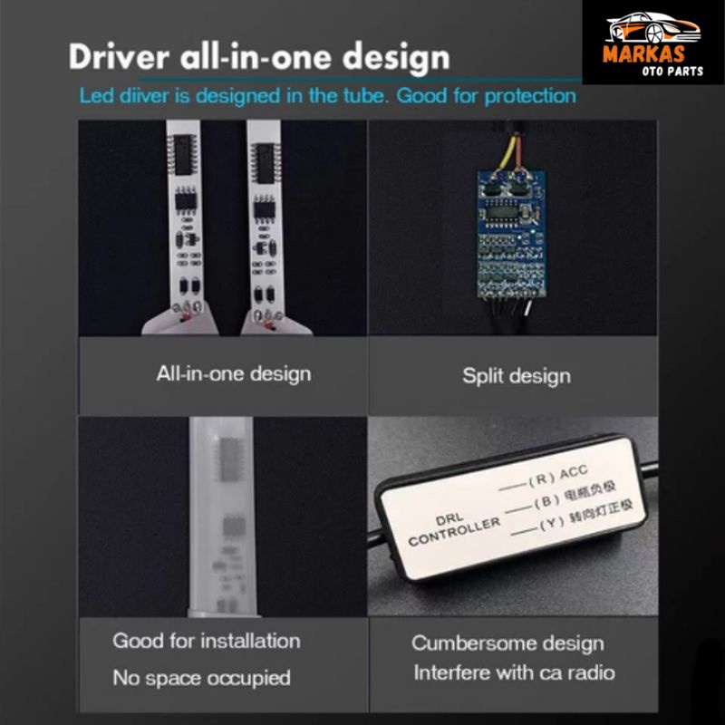 RK Lampu Led Alis DRL 60cm 45cm 30cm Modul Luar Fleksibel Slim Running Sein Waterproof 2pcs (1set)