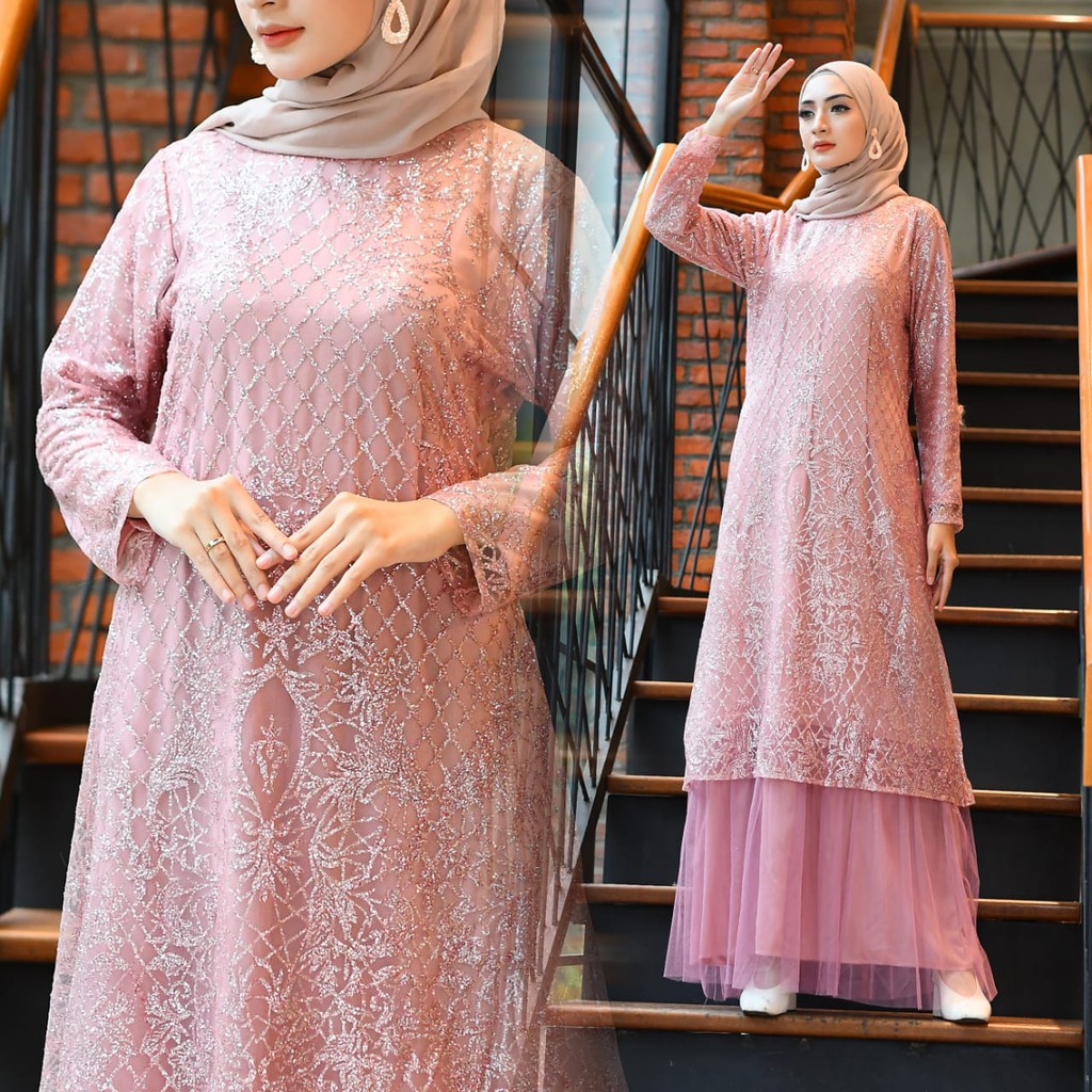 Gamis muslim mewah terbaru_Gamis kondangan mewah_Gamis kekinian_Gamis amanda