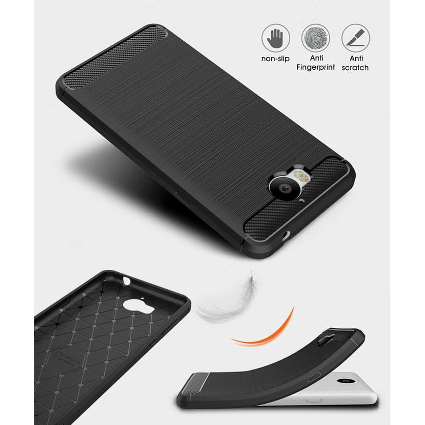 Softcase TPU Fiber Carbon Brush Case Cover Casing HP Huawei Y5 2017