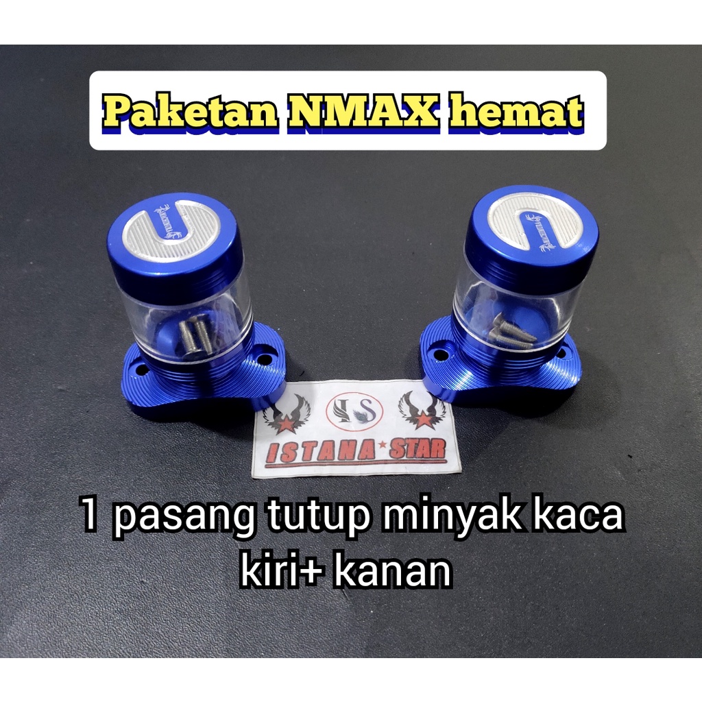 1 pasang Tutup Minyak Rem Model Stempel Yamaha NMAX kaca Biru