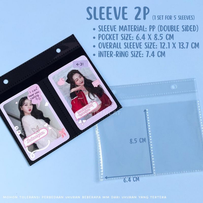 Sleeve Binder 2P 1P Album Photocard Warna Hitam Putih Sleeve 2 Ring