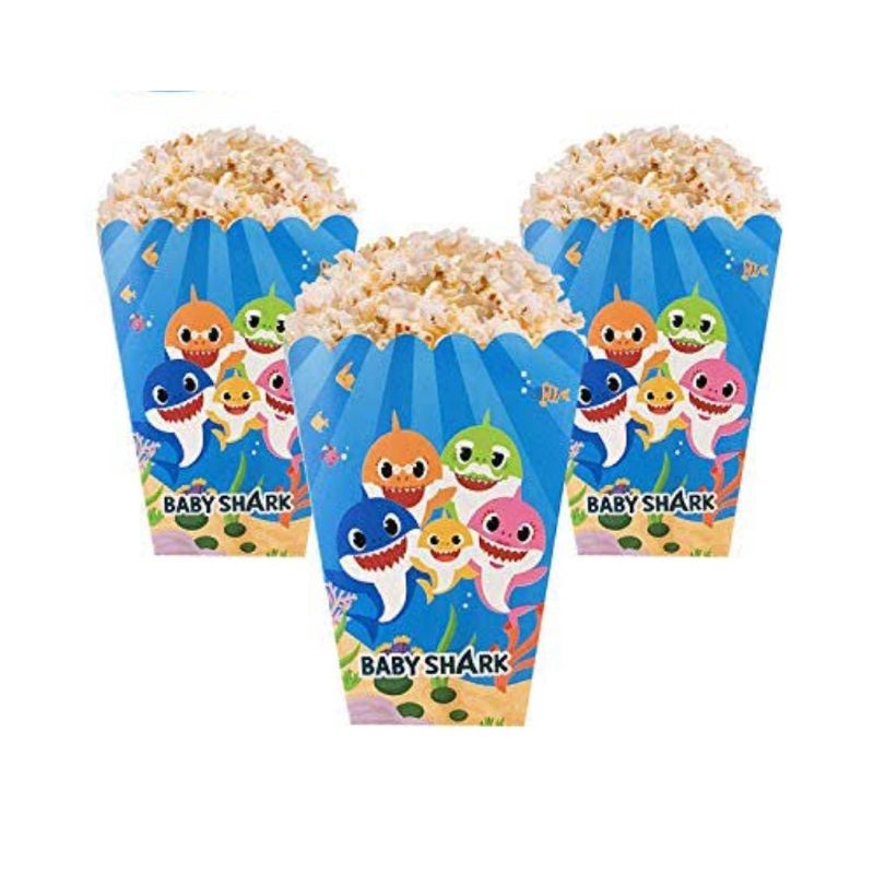Popcorn box BABY SHARK kotak popcorn BABY SHARK kotak permen snack BABY SHARK dessert decoration bir