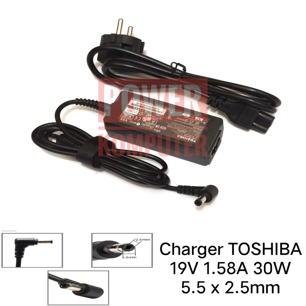 Adaptor Charger Toshiba NB510 NB520 NB505 NB200 NB305 19V 1.58A