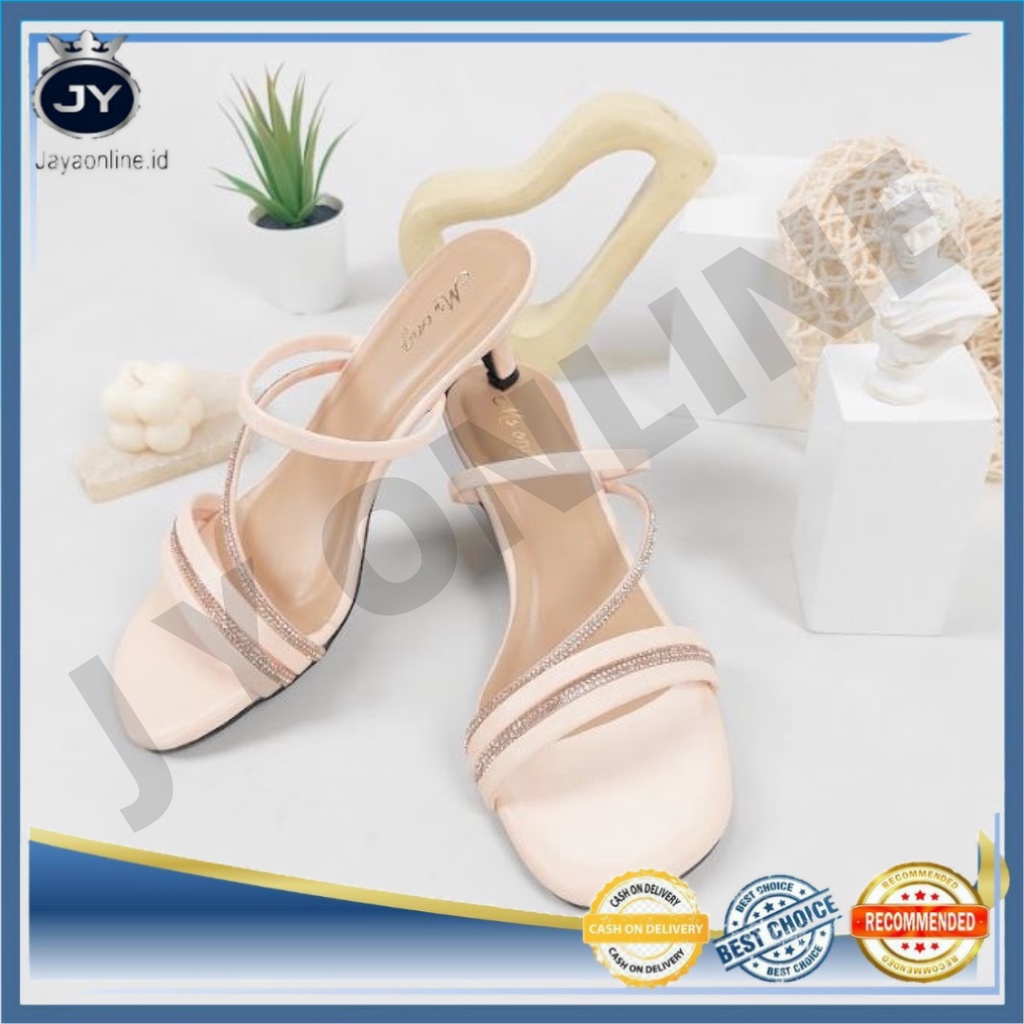 JY MSW 03 Sandal High Heels Open Toe Wanita Slanted Rope Terbaru Import