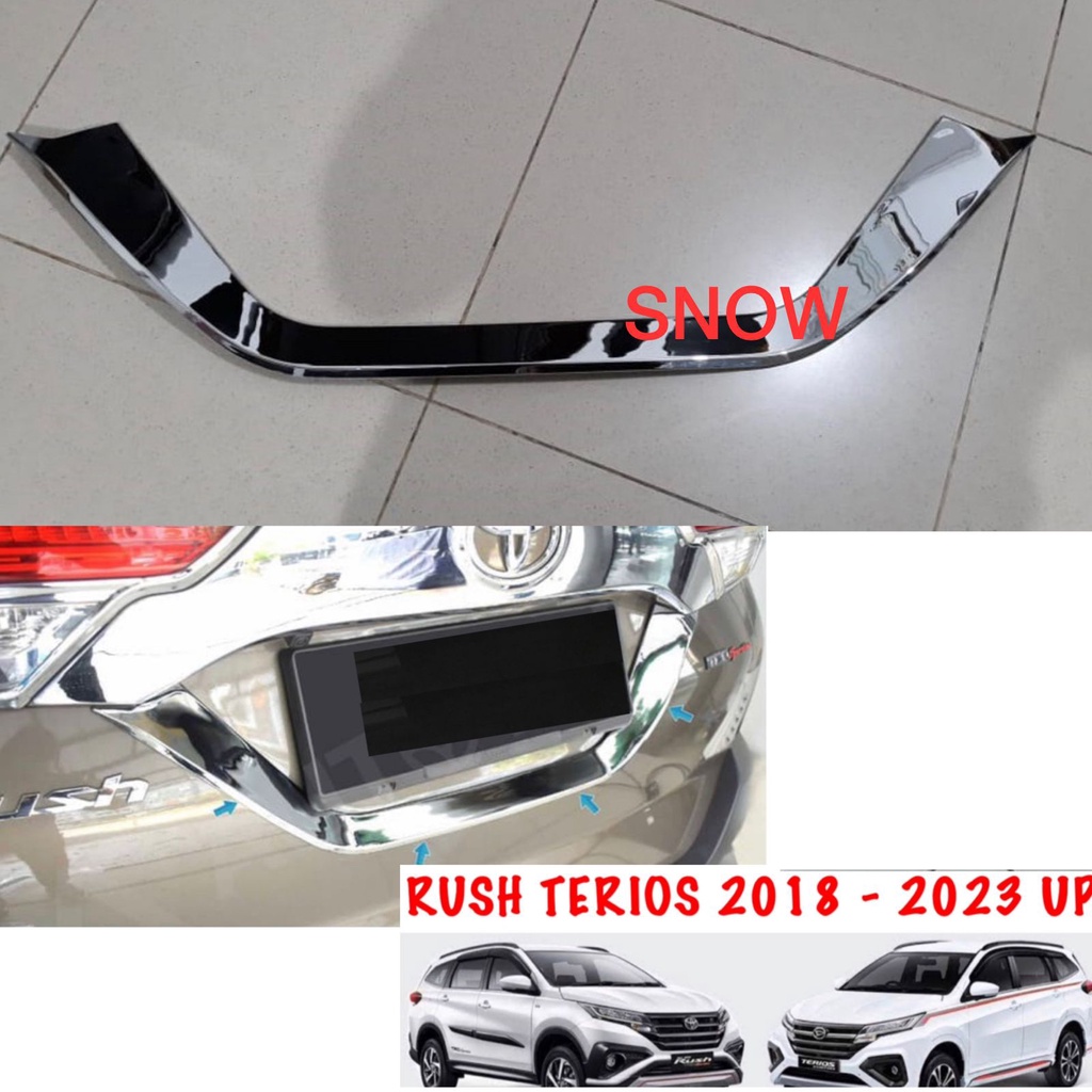 List Tatakan Plat Belakang All New Rush Terios 2018 2020 2022 2023 GR SPORT License Ornament Chrome