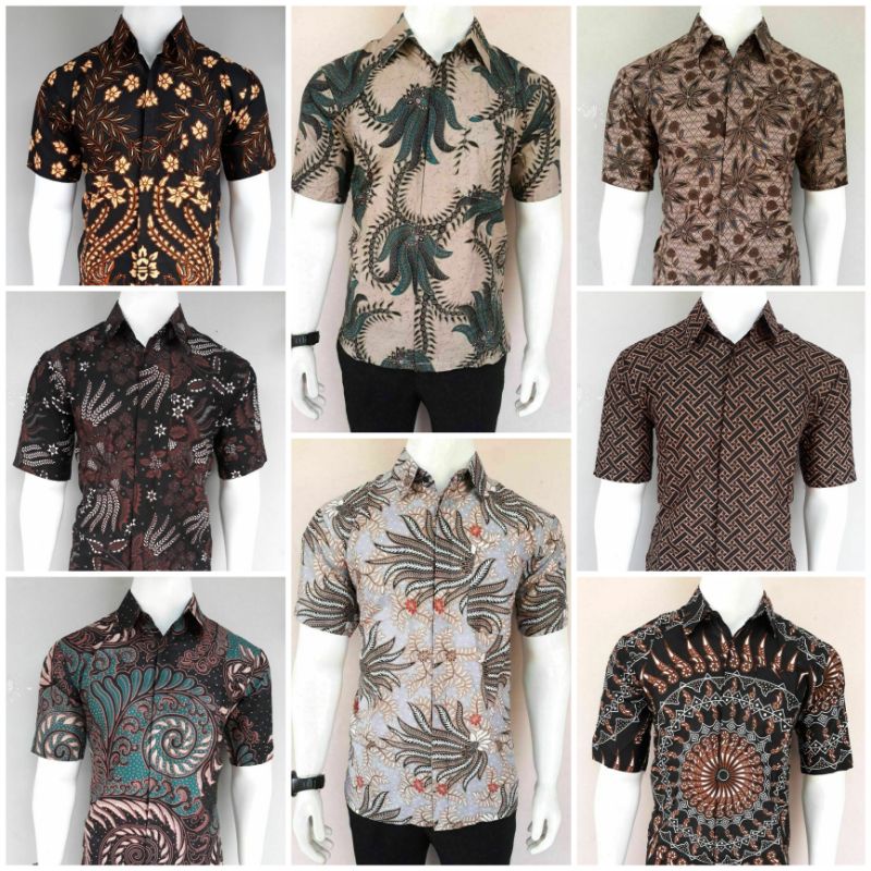 Batik Pria Lengan Pendek MOTIF Hem Baju Batik Pria Kemeja Batik Pria Lengan Pendek  Size M L XL XXL Seragam Batik Kerja