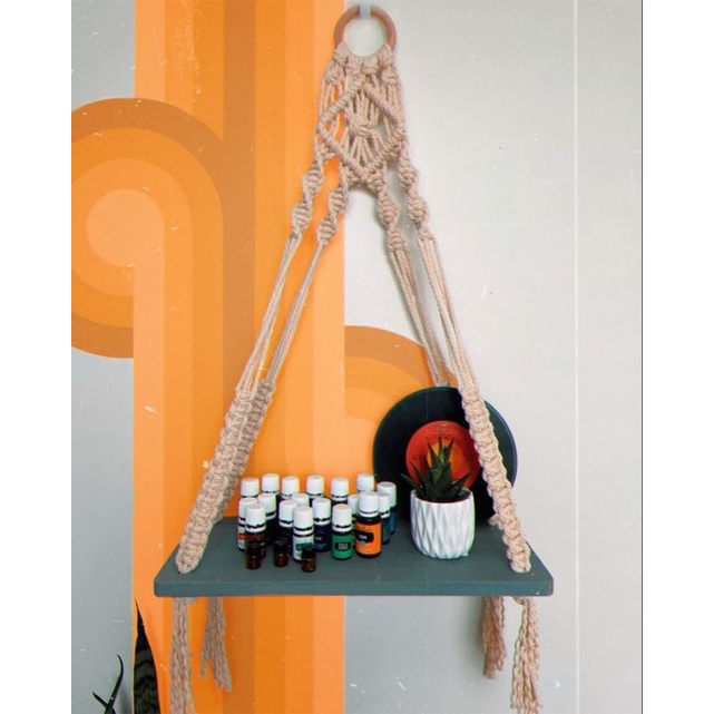 READY STOK) macrame rak kayu / oil organizer/ macrame ambala/ Dekorasi rumah