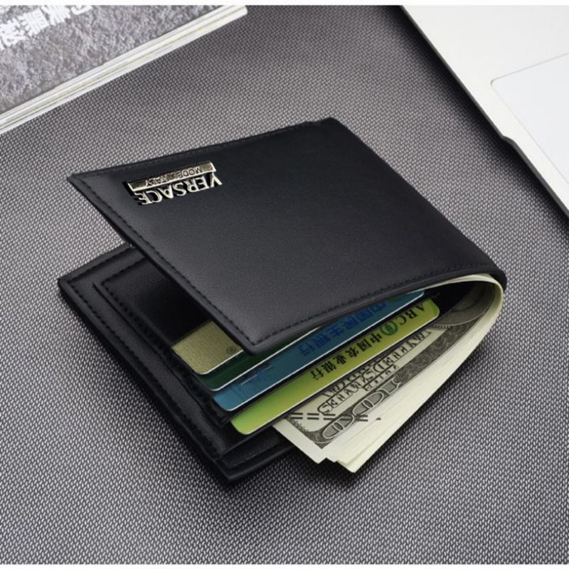 Dompet Kulit Pria Bifold Lipat Dua V45 Dompet Pria Kulit Import Casual + Bonus Box