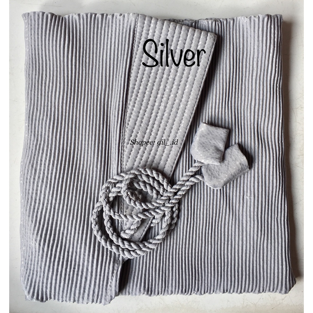 HIJAB PLISKET JERSEY SIDO ORIGINAL / BERGO INSTAN DENGAN TALI-Silver