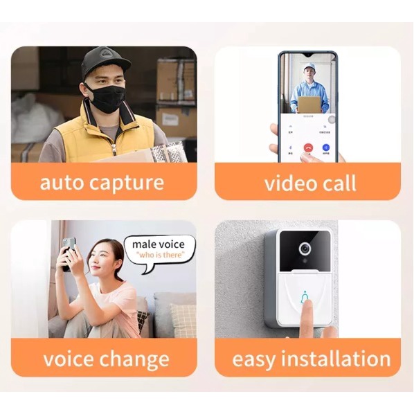 BELL RUMAH KAMERA / BEL KAMERA / CCTV / IP CAMERA / BELL CAMERA MINI / BEL PINTU / BEL RUMAH / BELL WIFI bel pintu dengan Kamera - Smart Door Bell - Ip Camera - Wireless  - Wifi - interkom Video doorbell