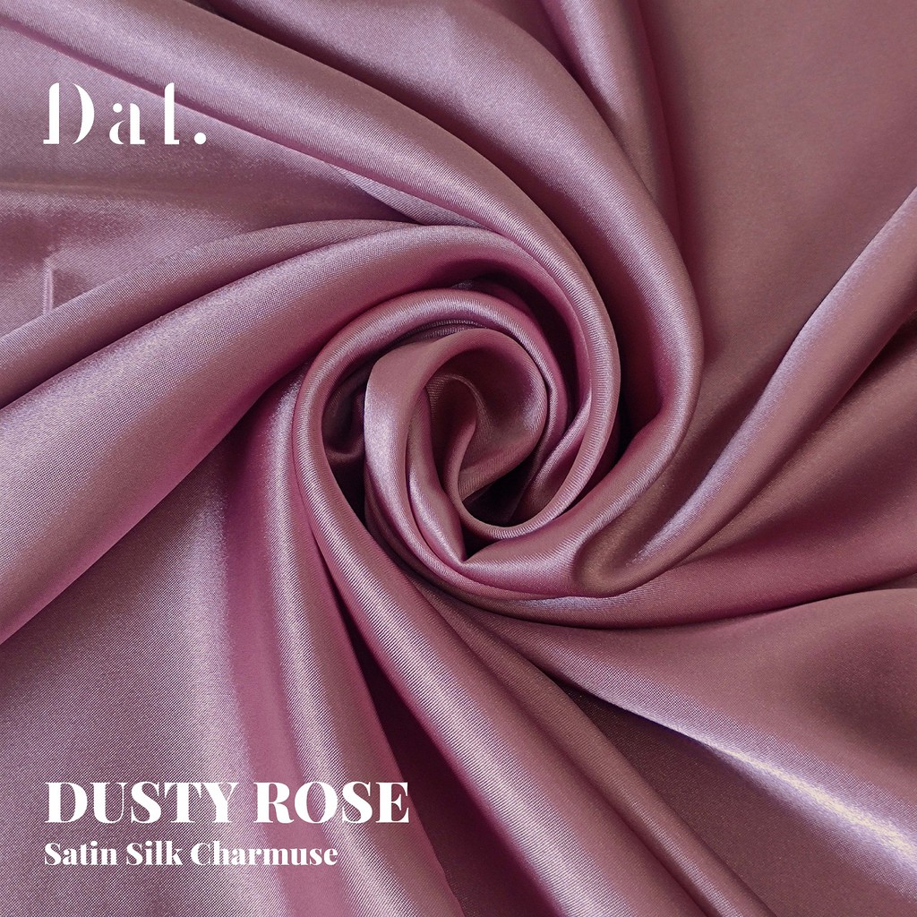 1/2 meter kain bahan satin silk charmuse premium warna dusty rose pink soft muda pastel mengkilap glossy quality sateen saten charmeuse kualitas super puring furing bagus murah gamis dress gaun pesta hijab seragam jahit bridesmaid