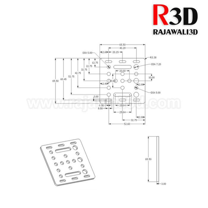 Rexyz Openbuilds V-Slot Gantry Plate 20 T3x65x65 Anodized Silver