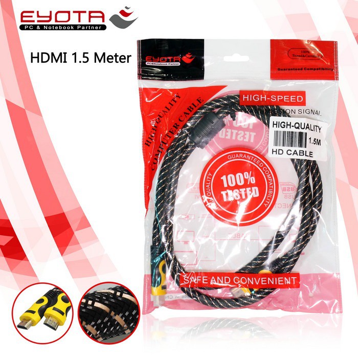 Kabel HDMI 1,5 Meter High Speed Gold Plated Plug Male to Male HDMI Cable 1.5M EYOTA