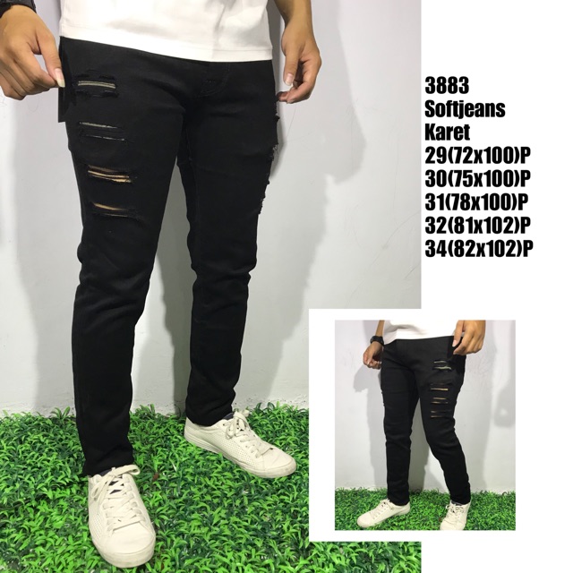  Celana  jeans  pria  sobek  skinny jeans  ripped 3883 Shopee  