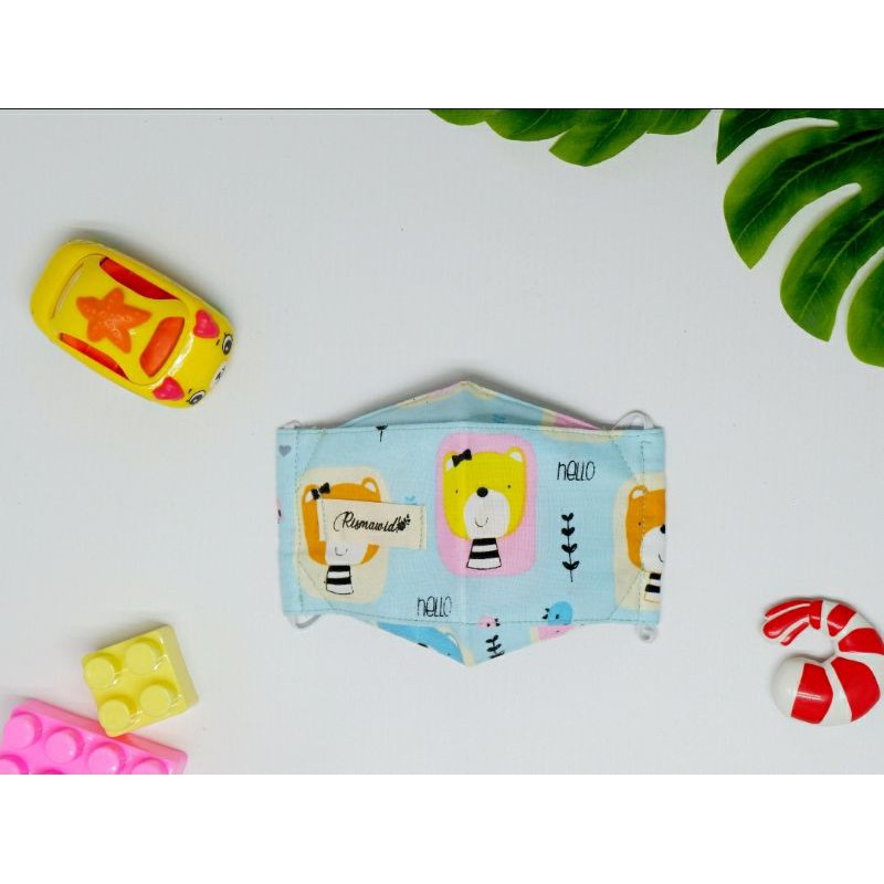 MASKER KAIN 3D ANAK | 3 DIMENSI | EVO | 3 LAPIS MOTIF HELLO