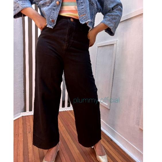 Z-UZU ♥ Celana Kulot Jeans Unfinished Latte Wanita Rawis Pastel Cream Highwaist Fashion /kekinian