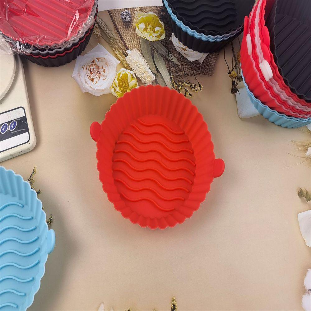 SOLIGHTER Reusable Air Fryer Silicone Pot Cooking Tool Baking Basket Steamer Liner Oven Bread Fried Chicken Pizza Plate Replacement Liners Multifunctional Grill Pot Tray AirFryer Accessories/Multicolor