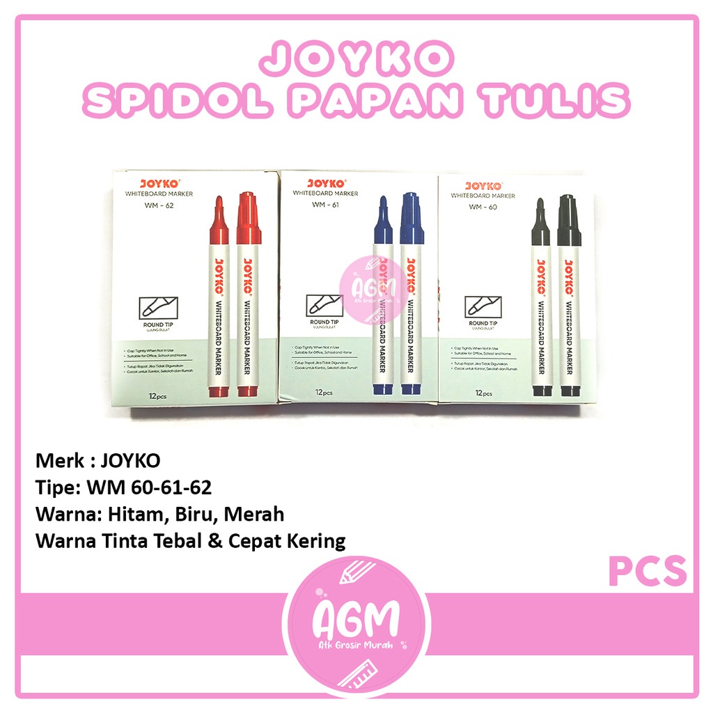 

JOYKO - Spidol Papan Tulis WM-60, 61, 62 Berwarna - Pcs