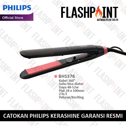 (BISA COD) CATOKAN PHILIPS KERASHINE BHS376 STRAIGHTENER PELURUS RAMBUT ORIGINAL