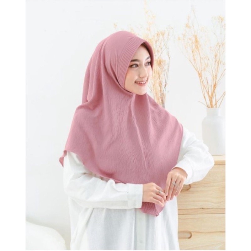 Gs-Hijab Bergo Hamidah Pet Jumbo XL Crinkle Airflow Premium/Hijab Instan Pet Jumbo XL Crinkle