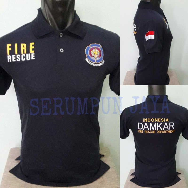 KAOS DAMKAR NAVY - KAOS KERAH DAMKAR NAVY FULL BORDIR