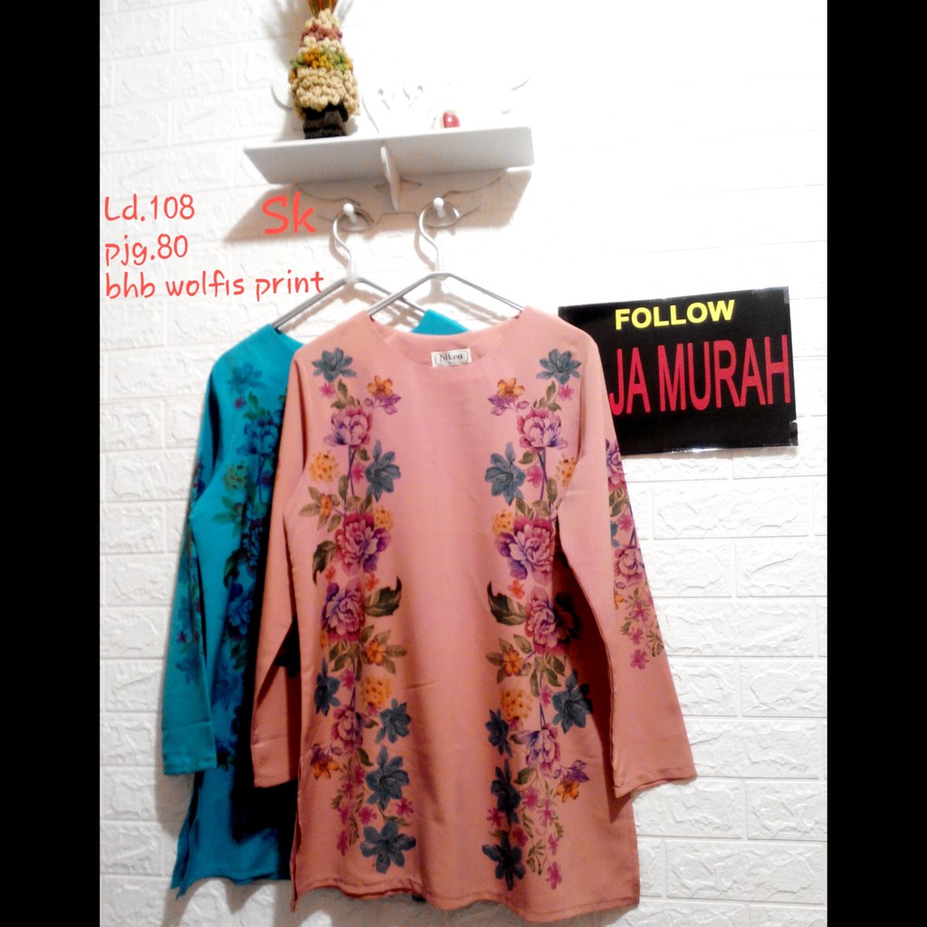 TUNIK JUMBO/ ATASAN MUSLIM MOTIF BUNGA/ BAJU ATASAN TUNIK LENGAN PANJANG