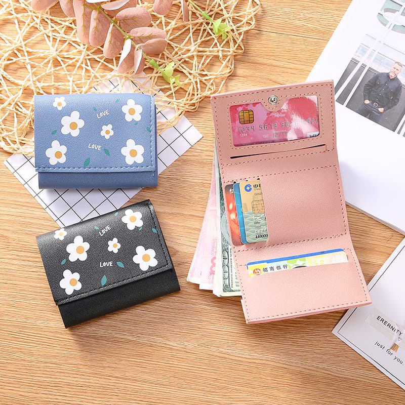 Dompet Mini Lipat Korea Dompet Korea Flower Pastel Dompet Kartu