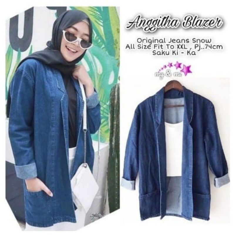 Outer Jeans Cardigan Wanita Blazer Hoodie