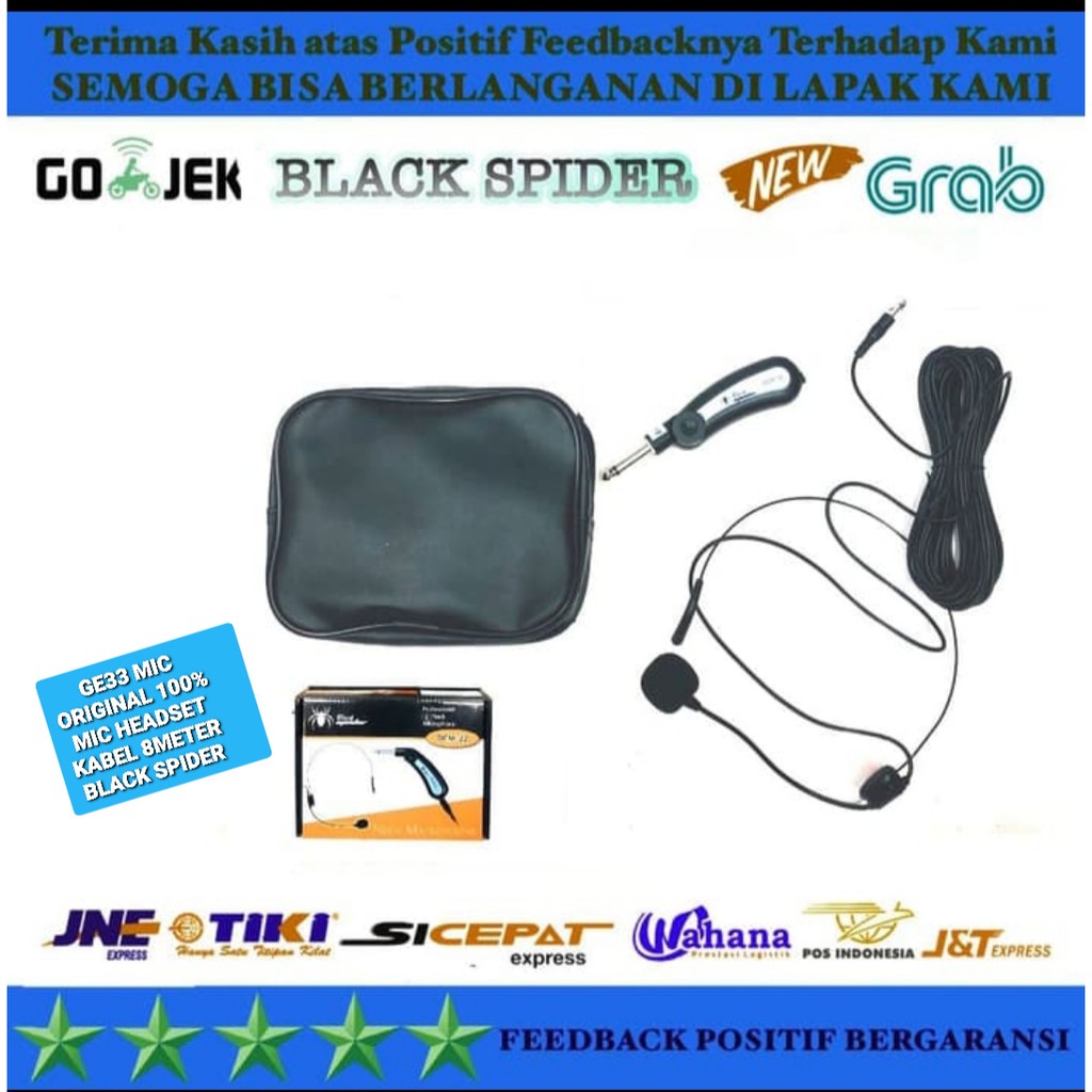 G33 Original 100% black spider mik mic headset kabel 8meter imam ceramah pidato Microphone bando kabel panjang mikropon cable Condenser peka sensitif Electret mikrofon vokal vocal audio sound sistem suara PROFESIONAL UNIVERSAL SERBA GUNA G33   KABEL 8 MET