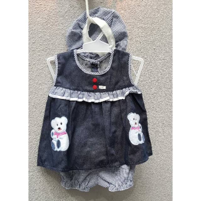 Rok balita perempuan jeans dengan topi