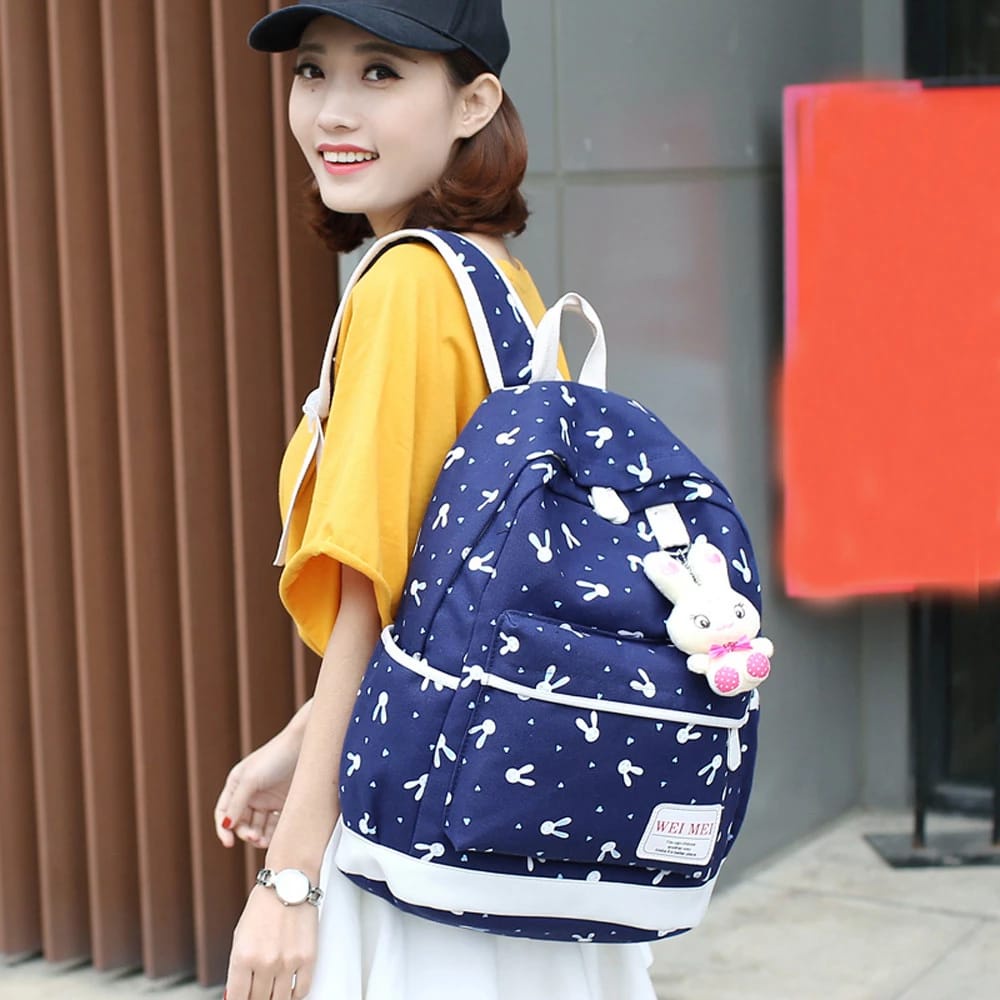 Twenty Bag - Tas Ransel Sekolah Anak Wanita Dan Pria Untuk Anak PAUD TK SD SMP REMAJA Terbaru 2021 Kekinian Motif Carakter RABBIT 4IN1 Korean Sytle Multifungsi Bahan Canvas