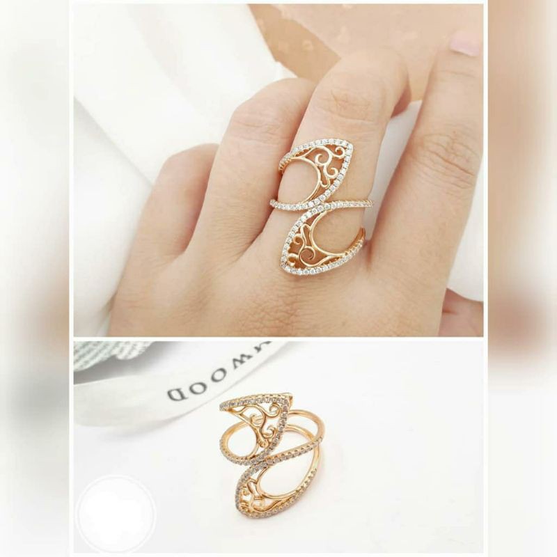 Cincin zircon premium lapis emas mata kilap anti karat anti alergi Size 6 7 8