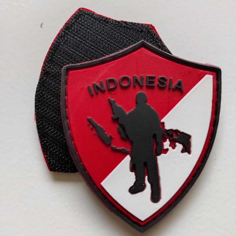 patch rubber logo merah putih indonesia prisai army/rubber patch tni/tempelan emblem karet velcro