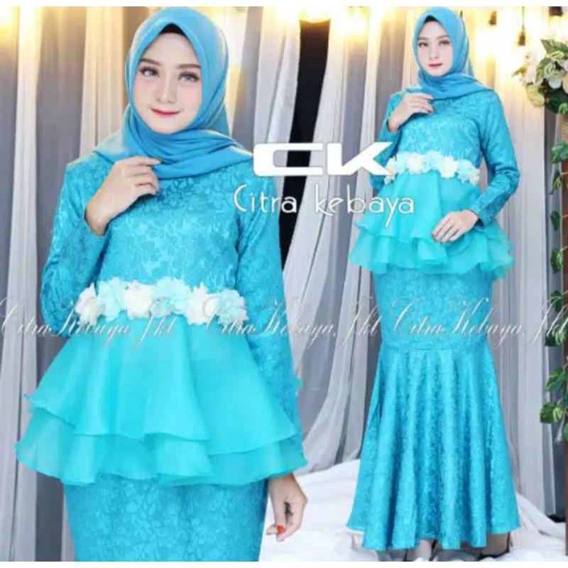 Set Kebaya brokat sabyan organza bordir ck 11/ kebaya peplum / kebaya wisuda /kebaya modern